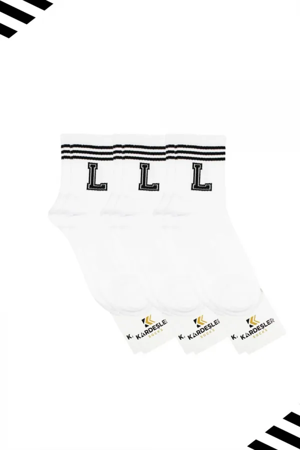 Unisex L-shaped Tennis Socks (Letter Socks) 3-Pack