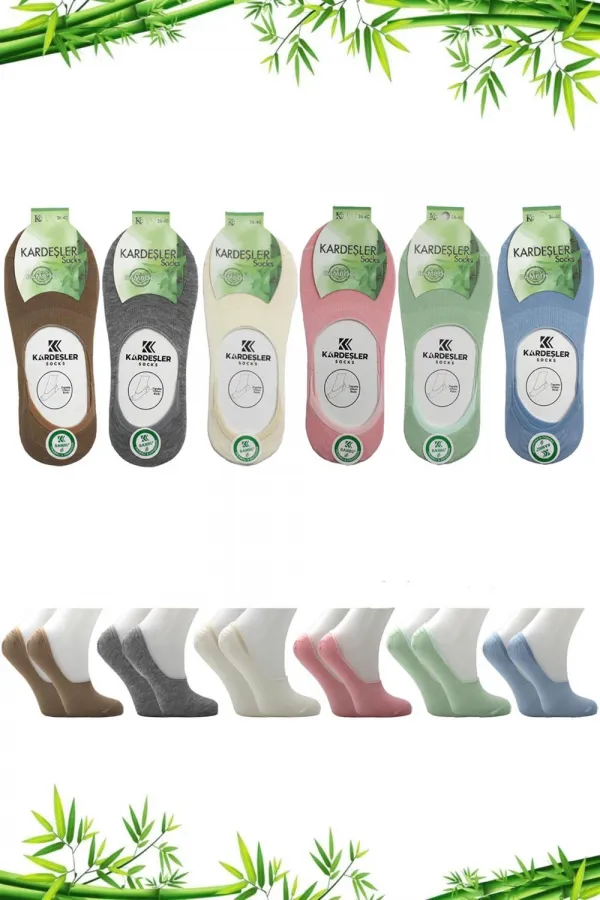 Ballerines en bambou pour femme, chaussettes colorées, sans coutures, invisibles, antidérapantes, talon en silicone, lot de 6