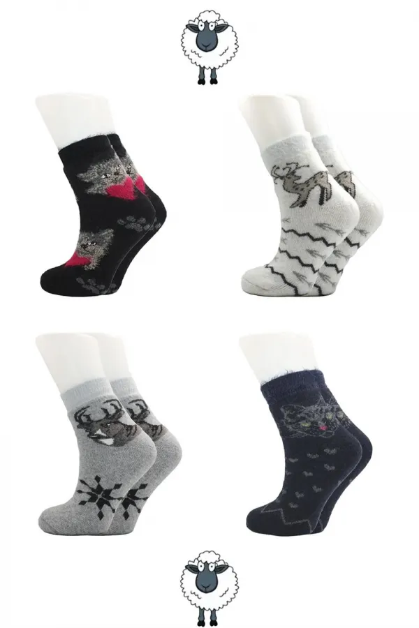 Chaussettes d'hiver épaisses en laine d'agneau pour femme, lot de 4