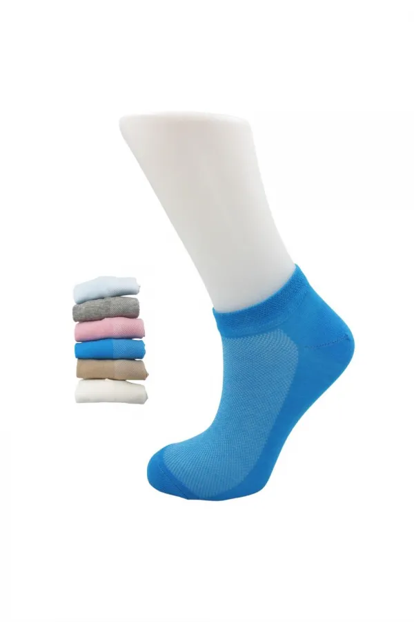 Kadın Patik Asorti Çok Renkli Pamuklu Çorap Pirinç Örgü 6'Lı Paket