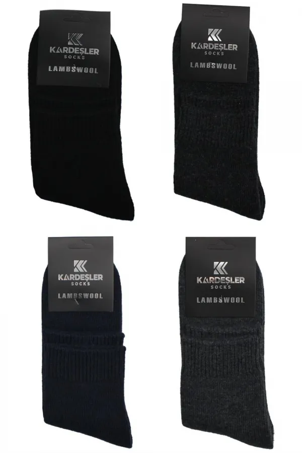 Men's Lambswool Wool Winter Multicolored Ankle Socks, 4-Pack