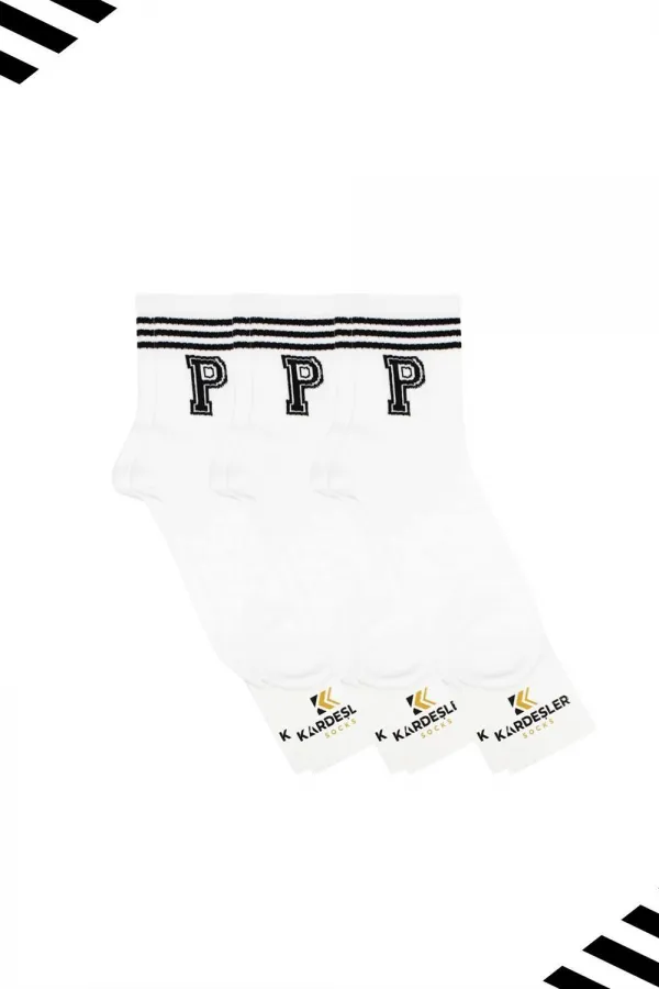 Unisex P-shaped Tennis Socks (Letter Socks) 3-Pack