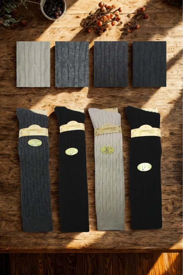 Chaussettes hautes en laine multicolores pour femmes, lot de 4