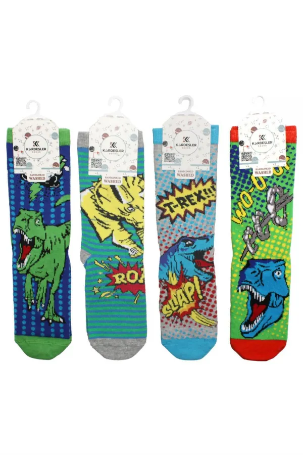 Çoçuk Çok Desenli Soket Çorap Renkli 4'Lü Paket