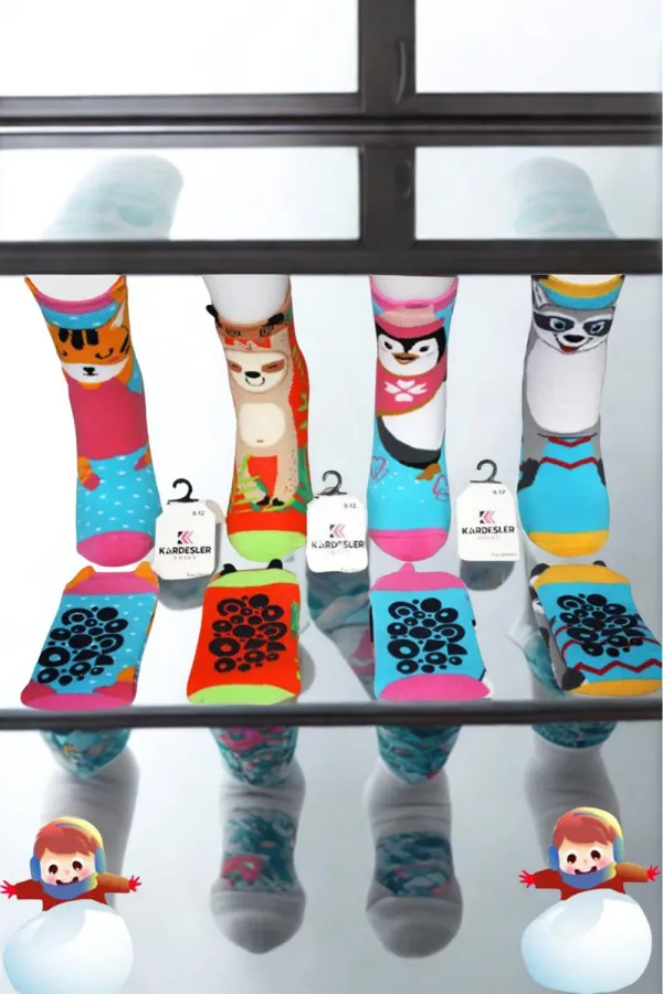 Serviette pour enfants, chaussettes courtes à motifs variés, colorées, lot de 4