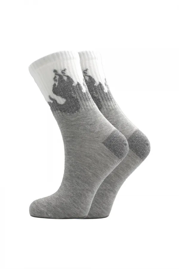 Kadın Çok Renkli Desenli Pamuklu Soket Çorap 6'Lı Paket