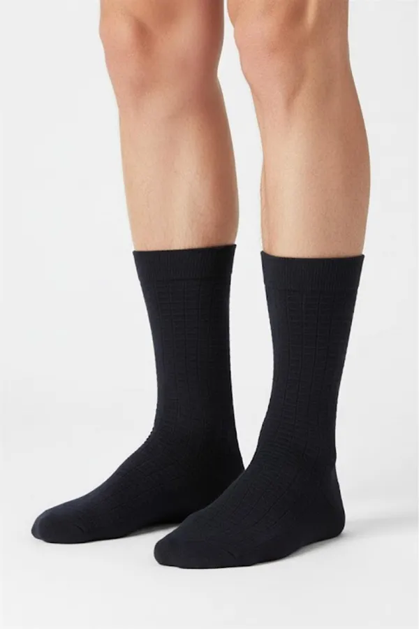 Men's Bamboo Long Ankle Socks, Black, Seamless, 4-Pack, Premium, Boxed