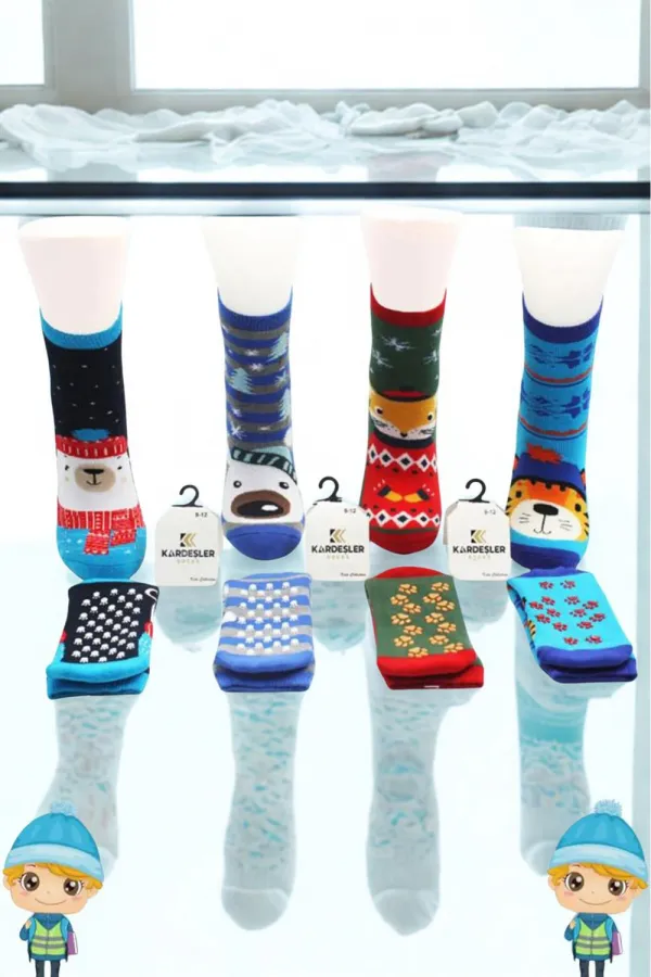 Serviette pour enfants, chaussettes courtes à motifs variés, colorées, lot de 4