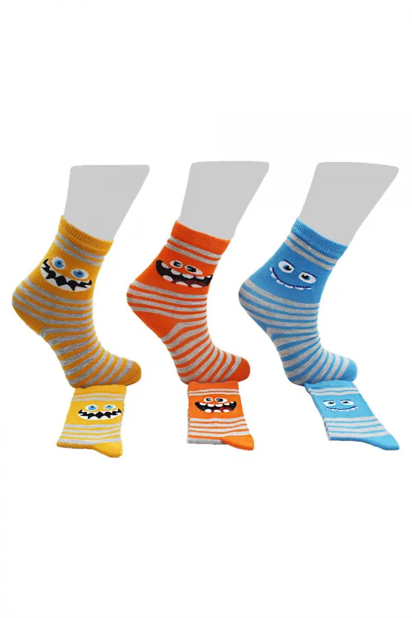 Çoçuk Çok Desenli Soket Çorap Renkli 6'Lı Paket