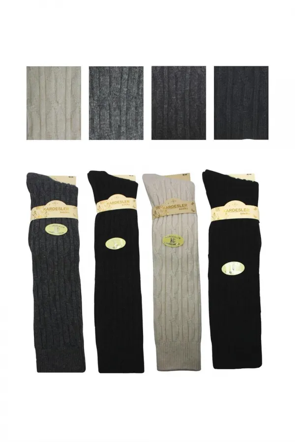 Chaussettes hautes en laine multicolores pour femmes, lot de 4