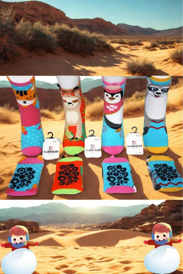 Serviette pour enfants, chaussettes courtes à motifs variés, colorées, lot de 4