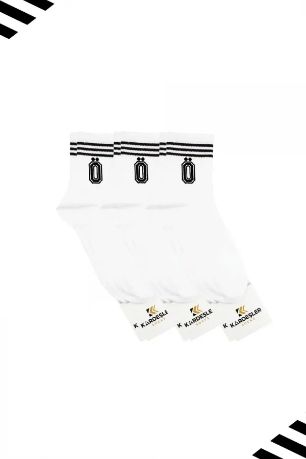 Unisex Tennis Socks with Letter "O" Design (LETTER SOCKS) 3-Pack