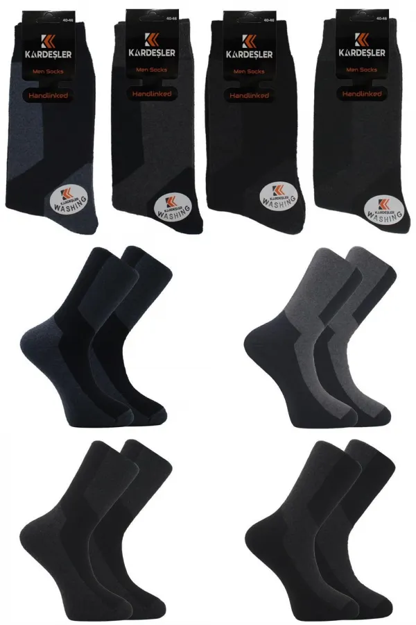 Erkek Havlu Pamuklu Kışlık Soket Çorap Çok Renkli Termal 4'Lü Paket