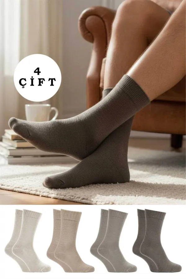 Erkek Alpaka Yün Kışlık Kalın Soket Çorap 4'Lü Paket
