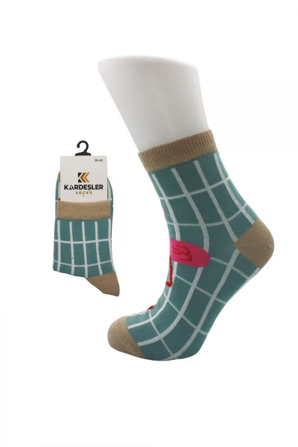 Chaussettes en coton à demi-revers colorées pour femmes, motif flamant rose, lot de 6