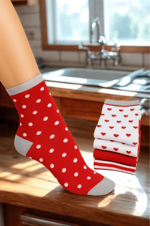 Çoçuk Çok Desenli Soket Çorap Renkli 4'Lü Paket