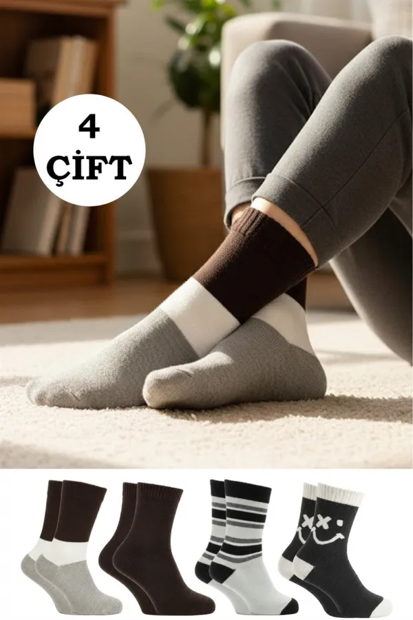 Chaussettes d'hiver épaisses en laine d'agneau pour femme, lot de 4