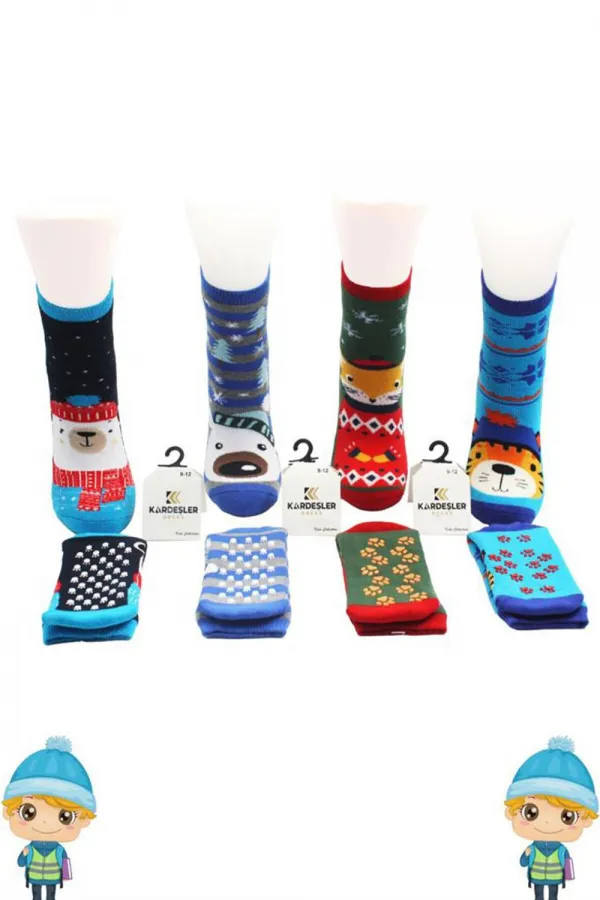 Serviette pour enfants, chaussettes courtes à motifs variés, colorées, lot de 4