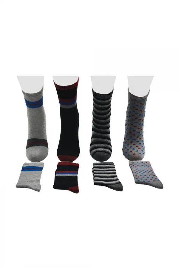 Çoçuk Çok Desenli Soket Çorap Renkli 4'Lü Paket