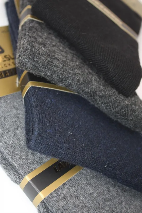 Erkek Lambswool Yün Kışlık Soket Çorap Çok Renkli 4'Lü Paket