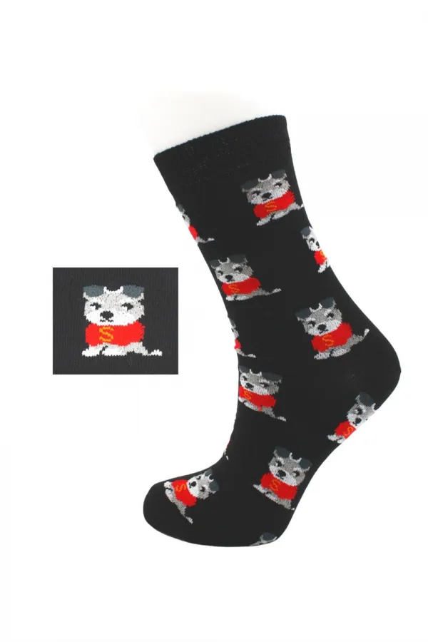 Chaussettes courtes en coton à motifs de chiens colorés pour femmes, lot de 4