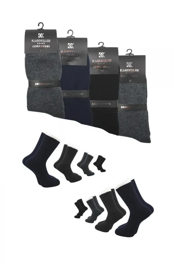 Men's Lambswool Winter Ankle Socks, Multicolored, 4-Pack