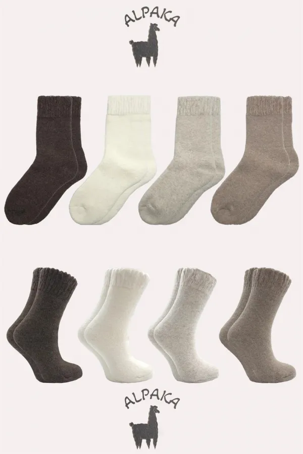 Chaussettes d'hiver épaisses en laine d'alpaga pour femme, lot de 4