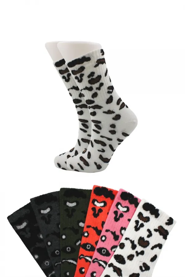 Chaussettes de tennis colorées pour femmes, en coton, à motifs longs, lot de 6.