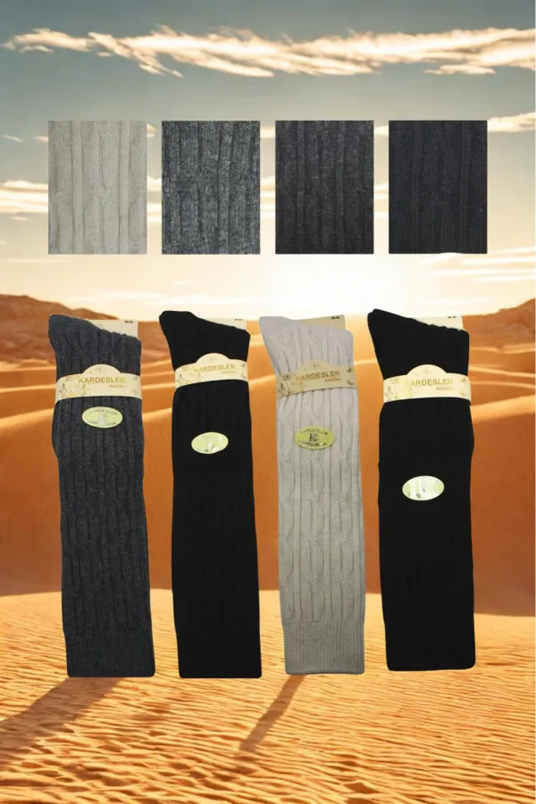 Chaussettes hautes en laine multicolores pour femmes, lot de 4