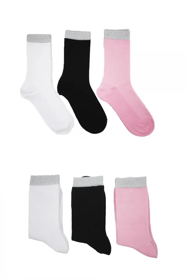 Chaussettes courtes en coton pailleté et coloré pour femmes, lot de 6