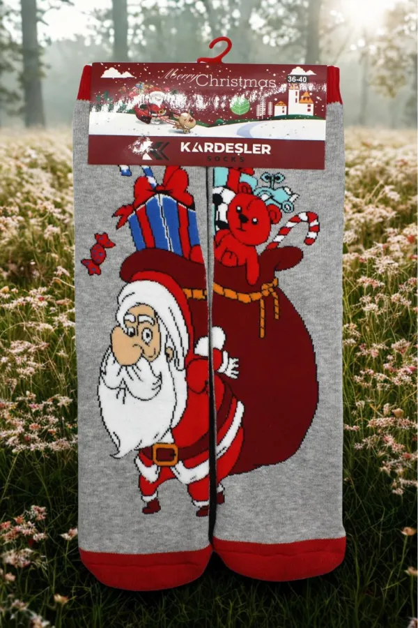 New Year's Eve, Christmas, Colorful Patterned Socket Terry Socks