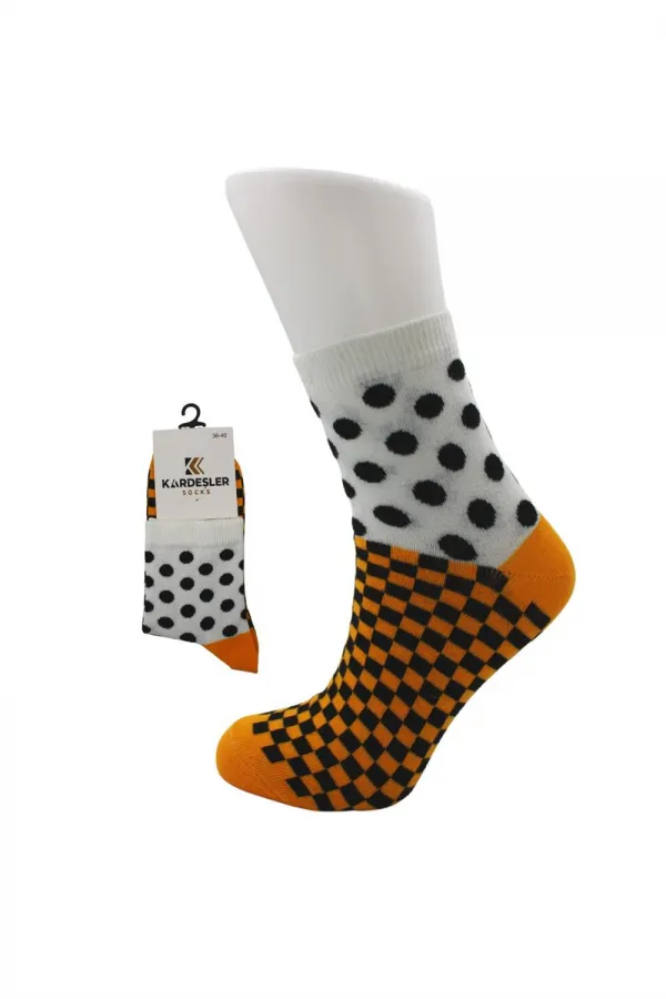 Chaussettes mi-mollet en coton pour femme, motif à carreaux, lot de 4