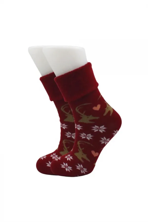 Chaussettes en tissu éponge pour femmes, lot de 6, motif cerf