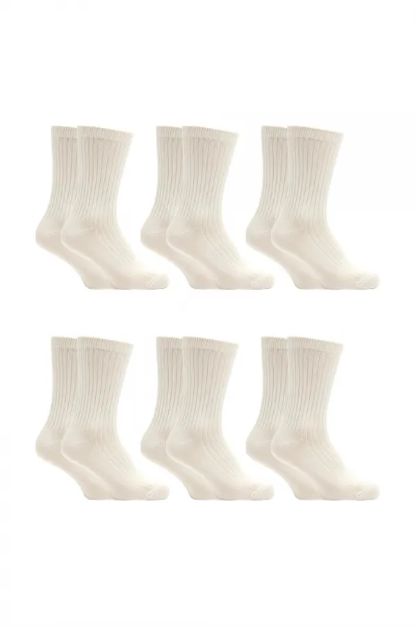 Men's Organic Wool Winter Ankle Socks, Cream, 6-Pack