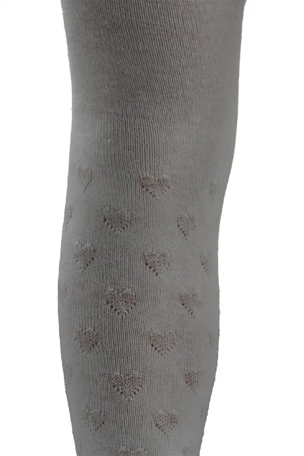 Kız Çoçuk Pamuklu Kalp Desen Külotlu Çorap Krem