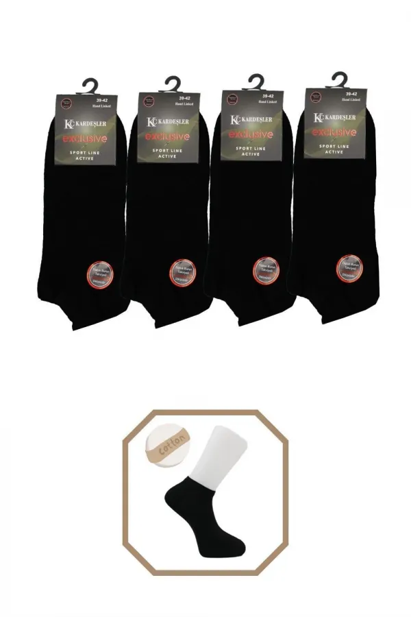 Unisex Cotton Seamless Black Booties, 4-Pack