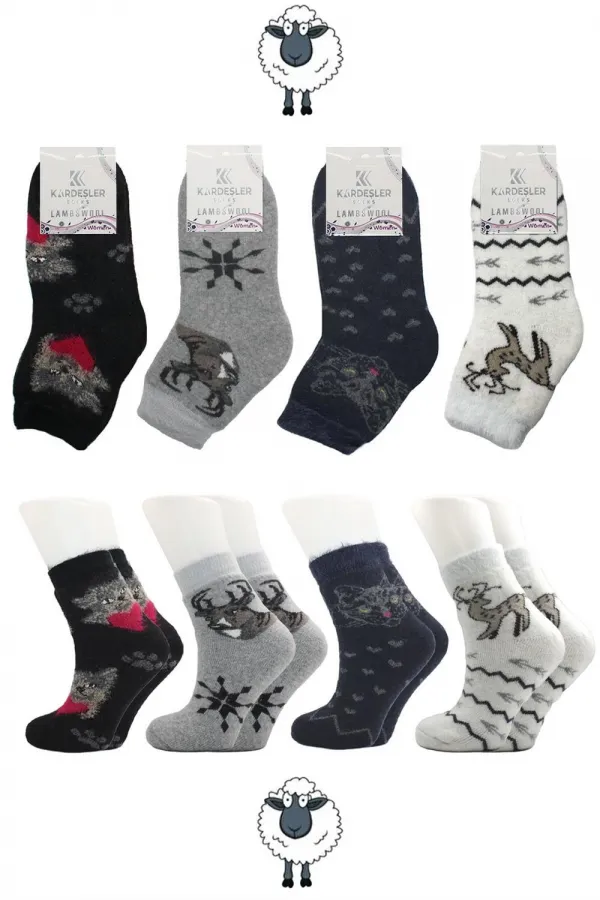 Chaussettes d'hiver épaisses en laine d'agneau pour femme, lot de 4