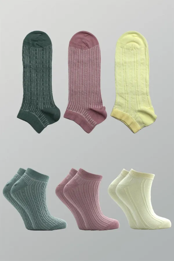 Chaussettes courtes en coton pour femmes, colorées, lot de 3