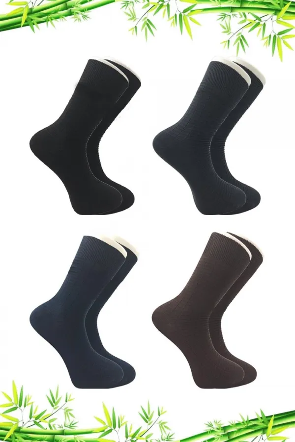 Men's Bamboo Sock Long Assortment Seamless 4-Pack Premium Boxed
