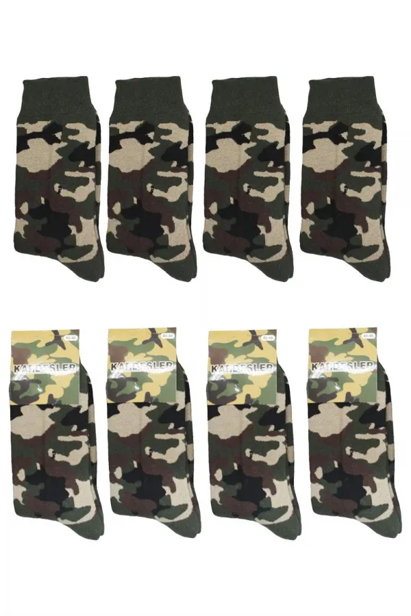 Men's Camouflage Military Pattern Cotton Ankle Socks, 4-Pack