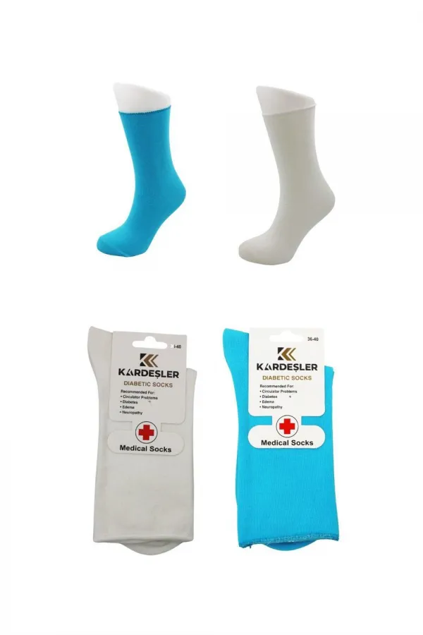 Chaussettes colorées pour diabétiques, en coton, non compressives, lot de 6