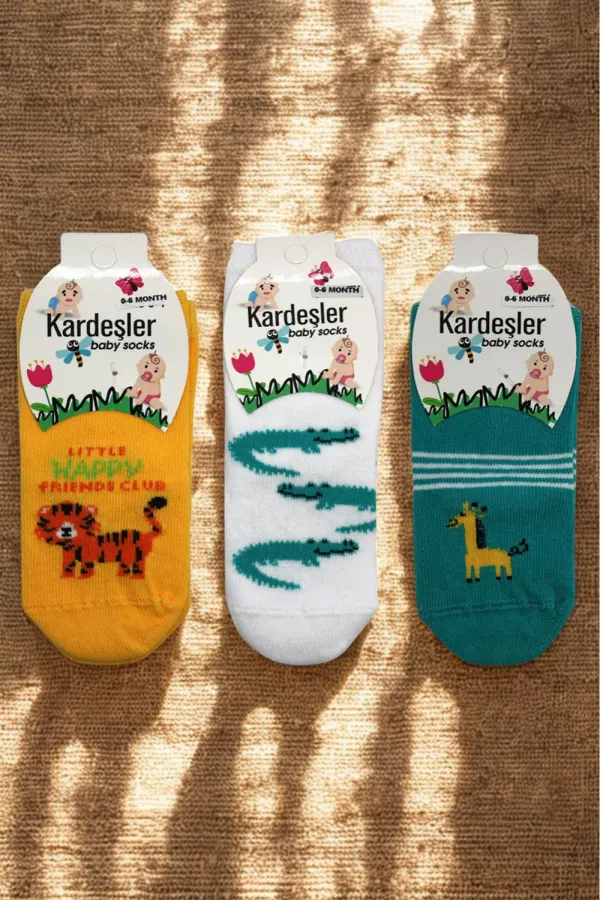 Chaussettes bottines colorées à motifs pour enfants, lot de 3