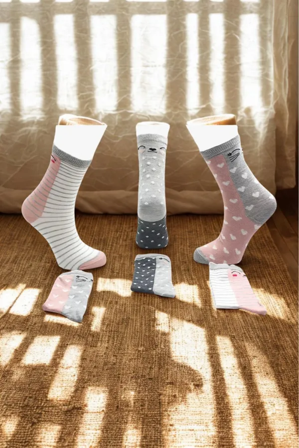 Çoçuk Çok Desenli Soket Çorap Renkli 3'Lü Paket