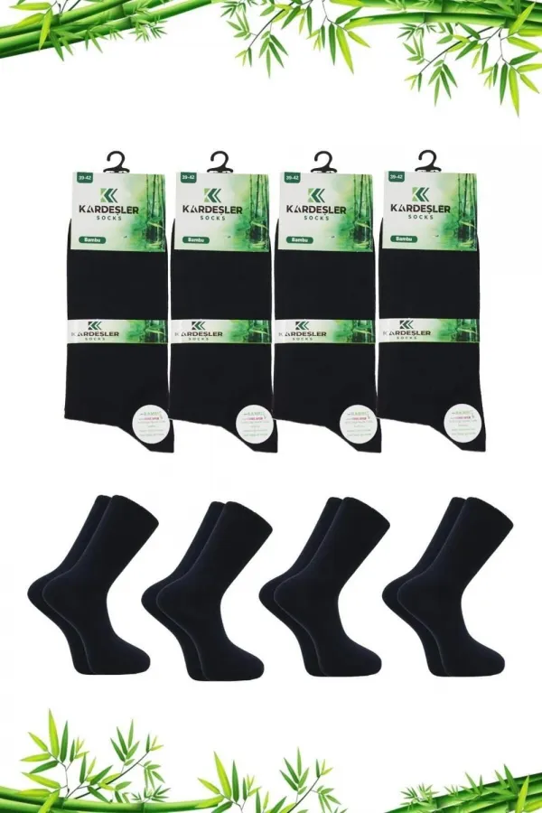 Men's Bamboo Socket Long Straight Navy Blue Seamless 4-Pack