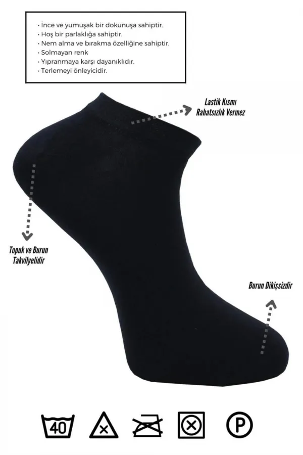 Erkek Bambu Patik Asorti Çok Renkli Çorap Dikişsiz 4'Lü Paket