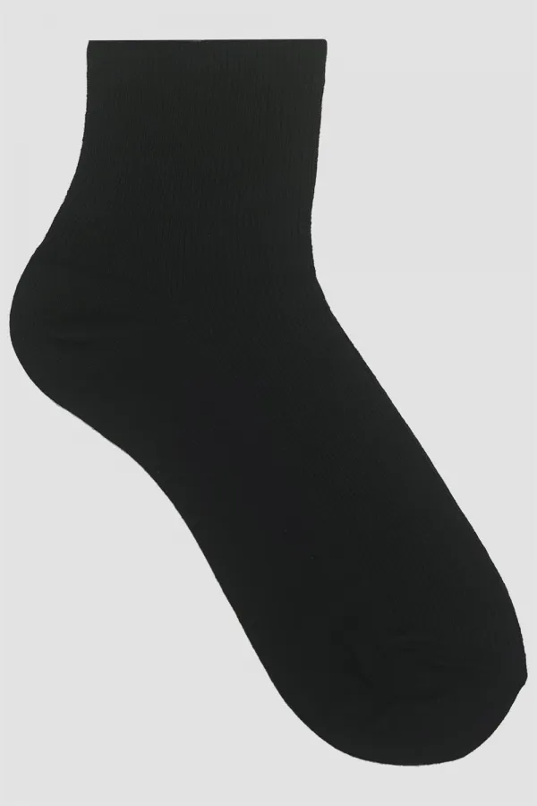 Kadın Pamuklu Yarım Konç Tenis Çorap Siyah 4'Lü Paket