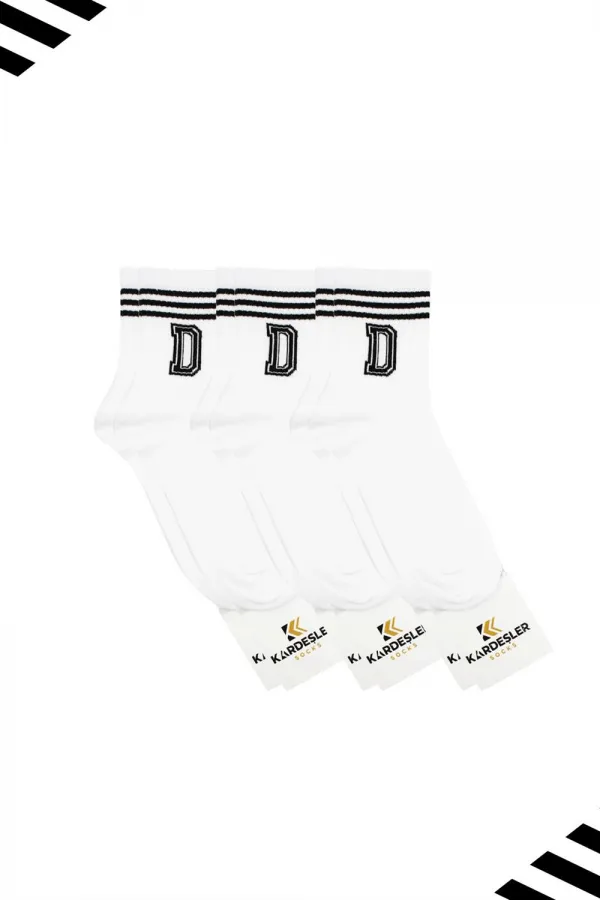 Unisex D-shaped Tennis Socks (Letter Socks) 3-Pack