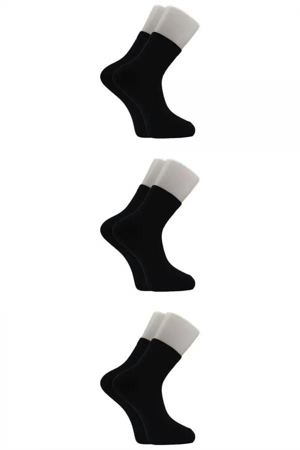 Unisex Siyah Yarım Konç Tenis Çorap Kolej 3'Lü Paket