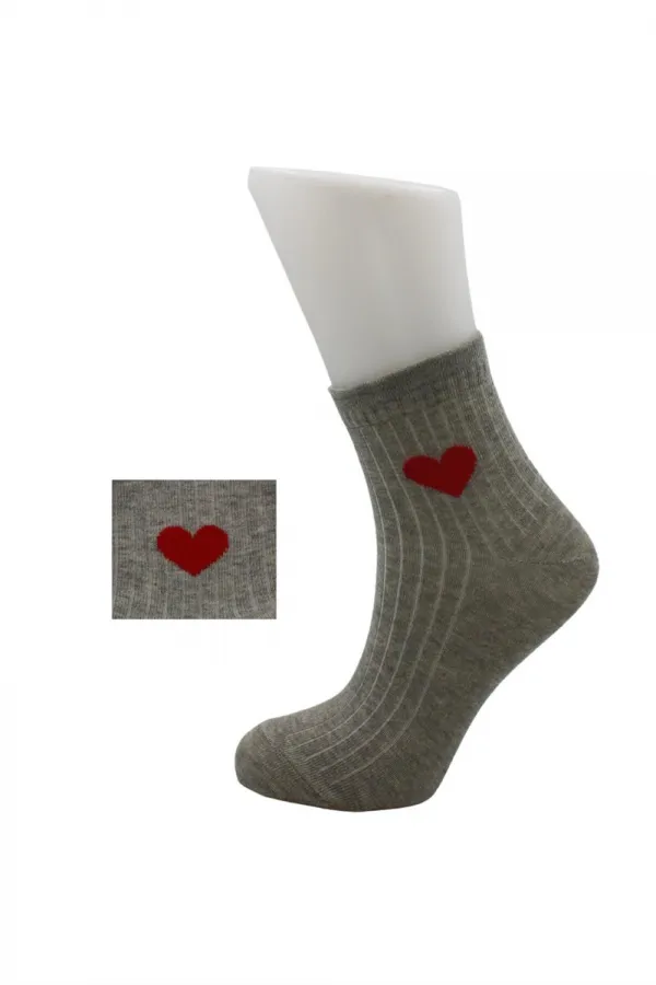 Chaussettes mi-mollet colorées en coton à motif cœur pour femme, lot de 6