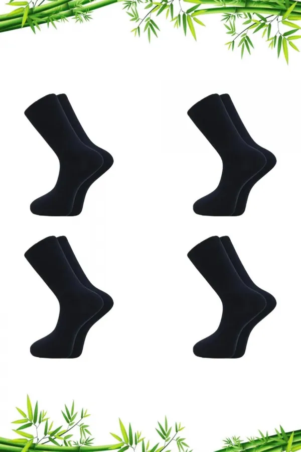 Men's Bamboo Socket Long Straight Navy Blue Seamless 4-Pack